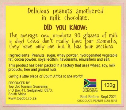 Novelty Confectionery Cow Animal Droppings Back Label